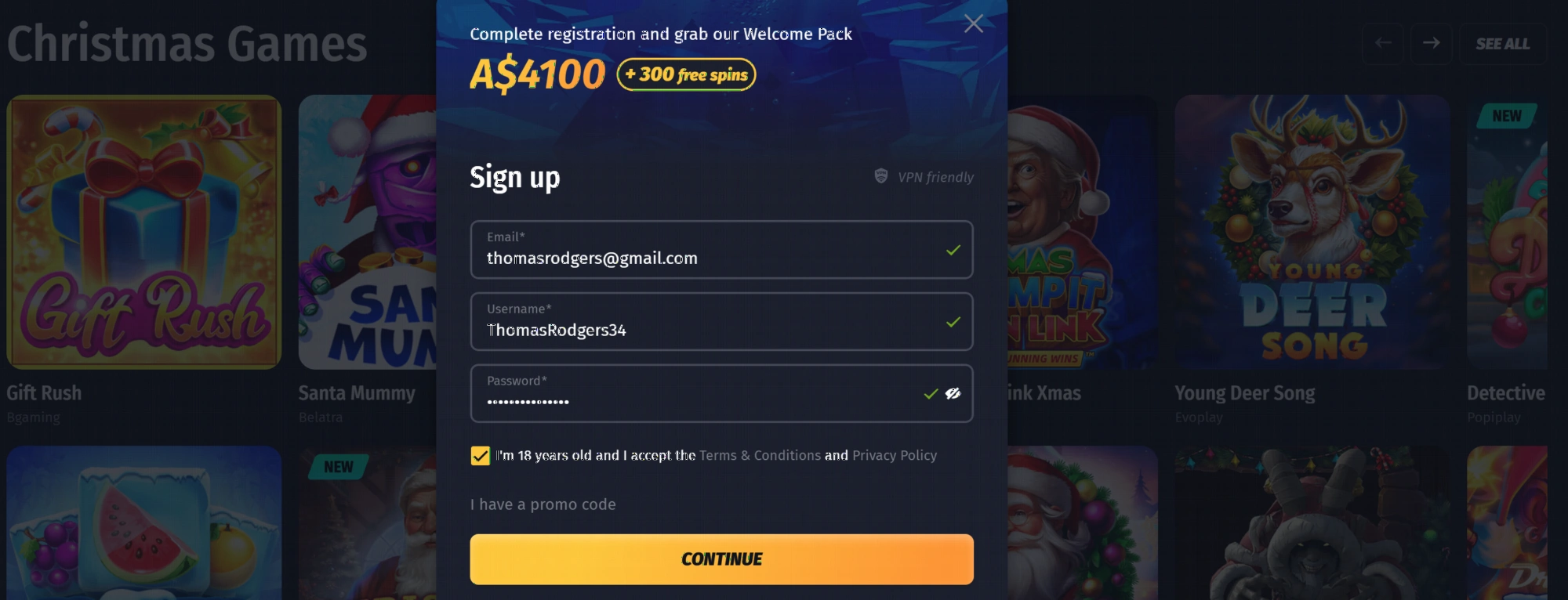 WinShark Casino Registration Process