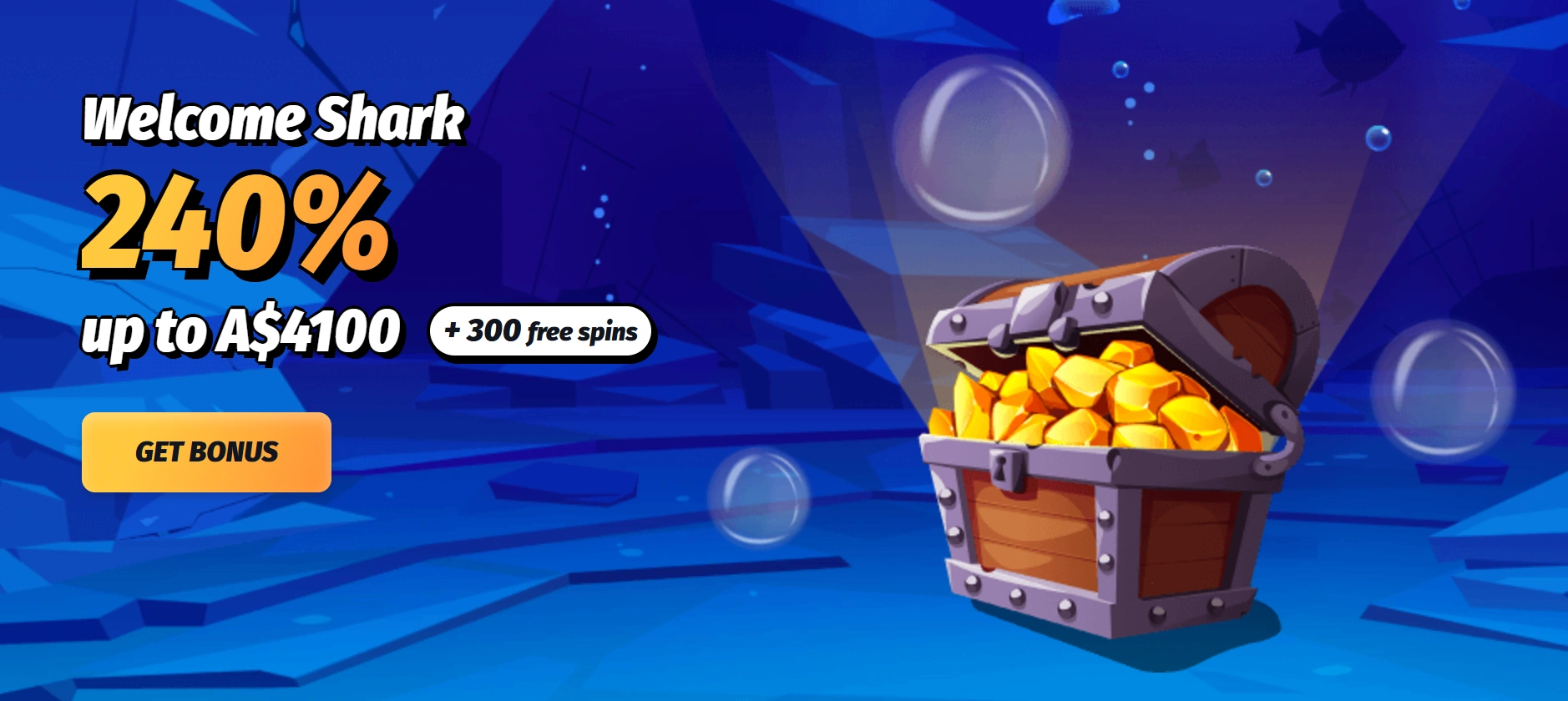 WinShark Casino Welcome Bonus - 240% up to A$4100 + 300 Free Spins